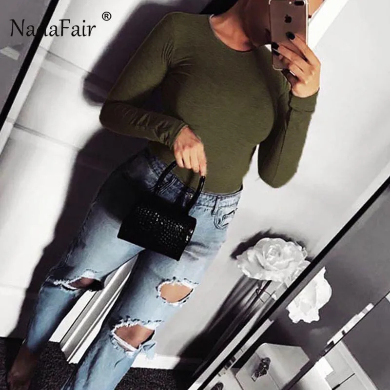 Nadafair, зимнее белое боди для женщин, боди с длинным рукавом, женское облегающее сексуальное черное боди, цельное боди для женщин
