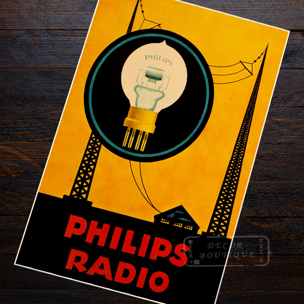 Advertisement Philips Radio Propaganda Retro Vintage Kraft Poster Decorative DIY Wall Canvas Sticker Home Bar Posters Decoration | Дом и сад