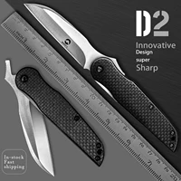 Japanese Style Folding Pocket Knife with Nylon Sheath Carbon Fiber Handle D2 Blade EDC Tool Knives for Camping Survival Outdoors 1