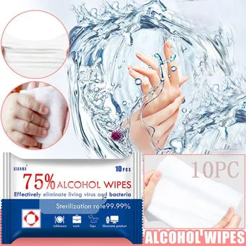 

100 sheets/10 Pack 75% Disinfection Antiseptic Pads Alcohol Swabs Wet Wipes Skin Cleaning Sterilization First Aid Cleaning Wipes