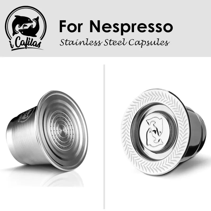 ICafilas-cápsula de café para Nespresso, cápsula rellenable de acero inoxidable, filtros de café Espresso y compactador, venta al por mayor
