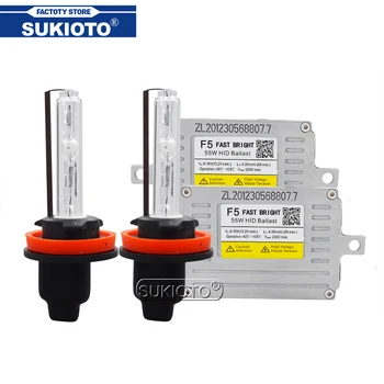 

SUKIOTO 55W F5 Fast Bright DLT Ballast HID Xenon Kit Original Cnlight D2H 6000K H1 H7 H11 9005 9006 HID Replacement Bulb Kit