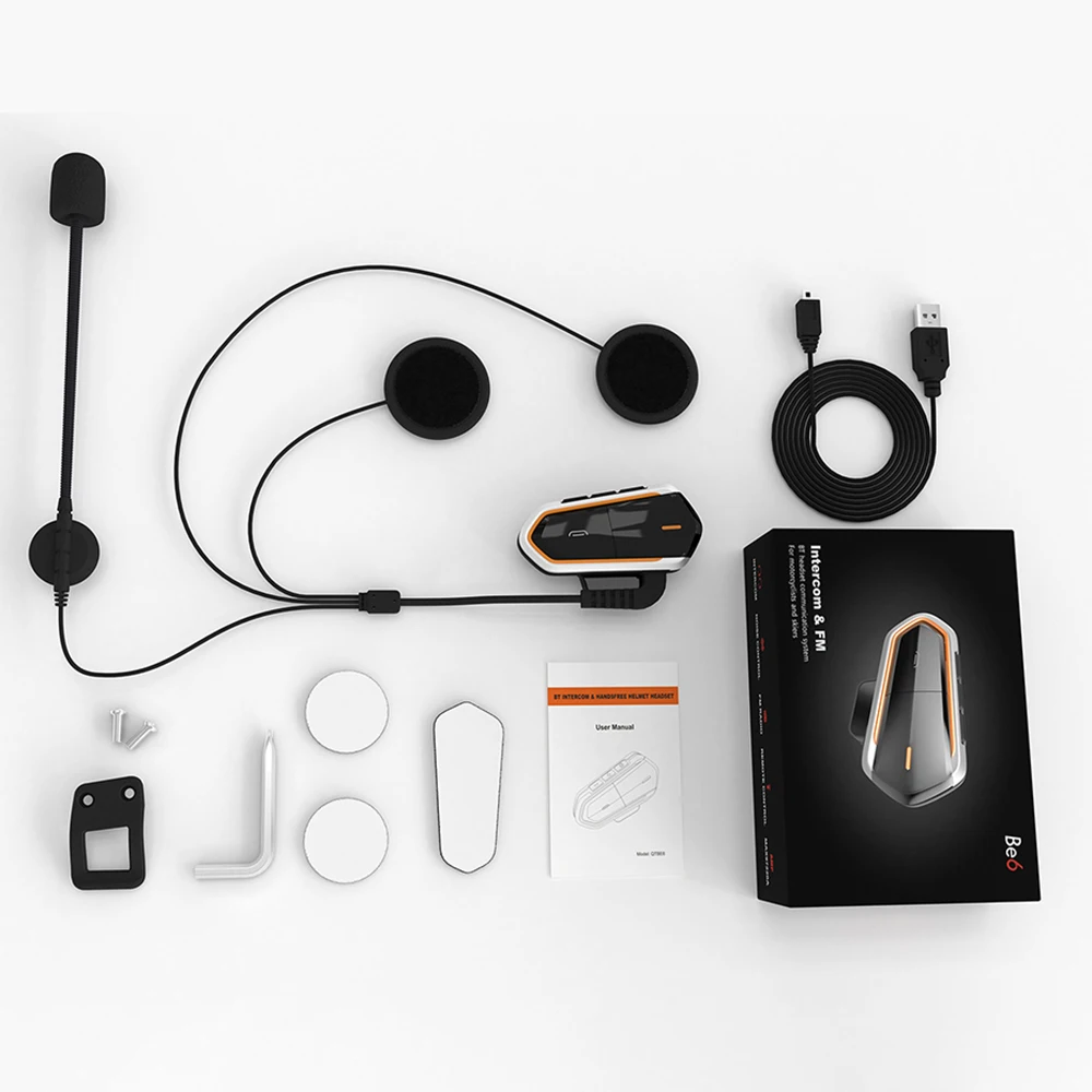 Мотоциклетная гарнитура для шлема, беспроводная bluetooth-гарнитура, водонепроницаемая гарнитура, fm-радио, мото наушники с микрофоном 5