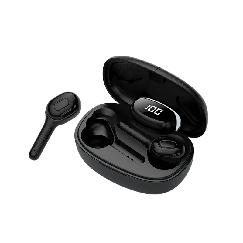 Черный KYCXD TWS 5,0 Спортивная bluetooth-гарнитура для зарядки с Мощный светодиодный дисплей TWS наушники беспроводные наушники для iphone xiaomi - Цвет: Черный