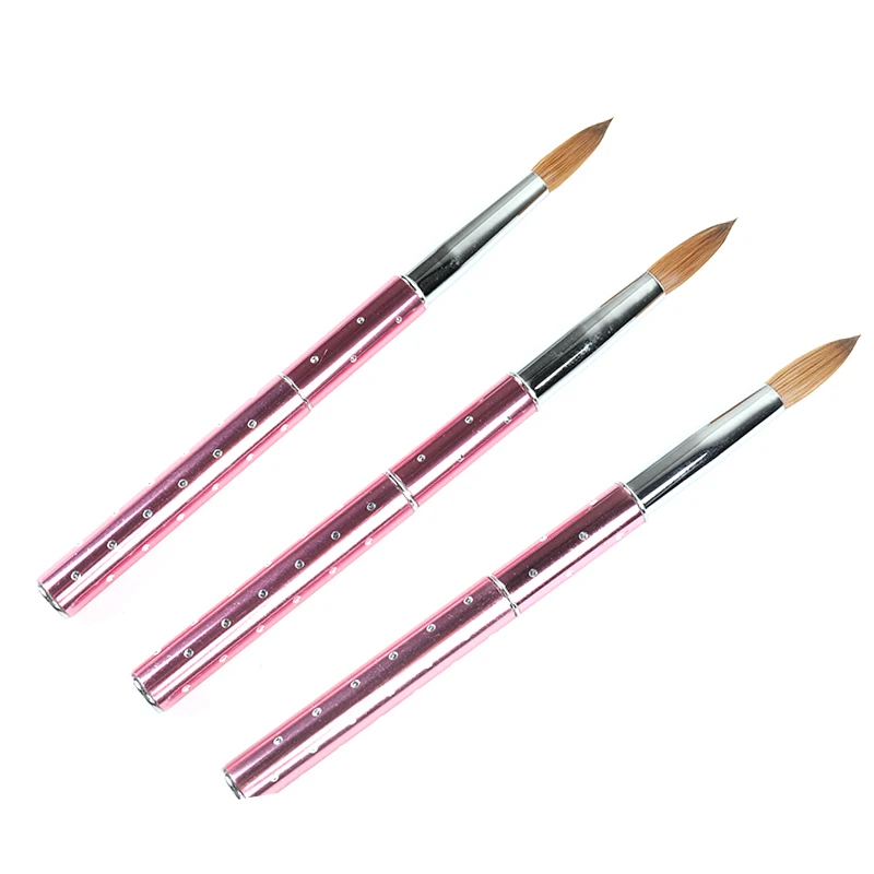 ANGNYA 1 Pcs Acrylic Nail Art Brush Kolinsky Sable Hair Brush Manicure Powder Crystal Handle Pro Nail Drawing Pen Nail Art Tools 5