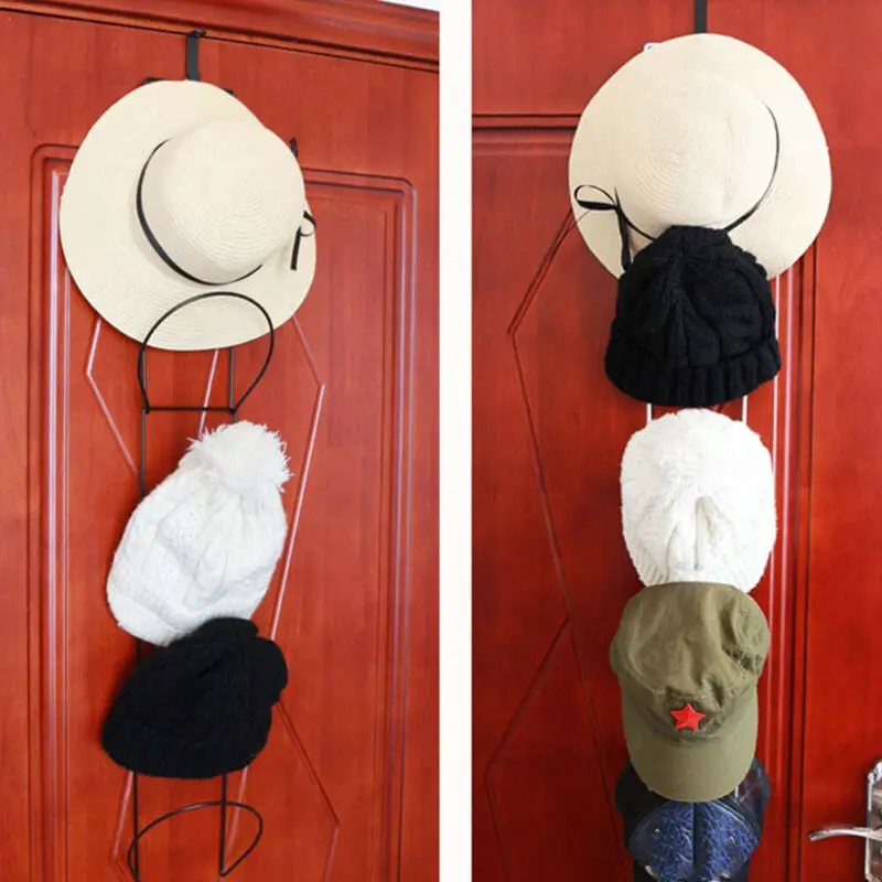 4 Hooks Over Door Straps Hanger Hat Clothes Rack Organizer Adjustable
