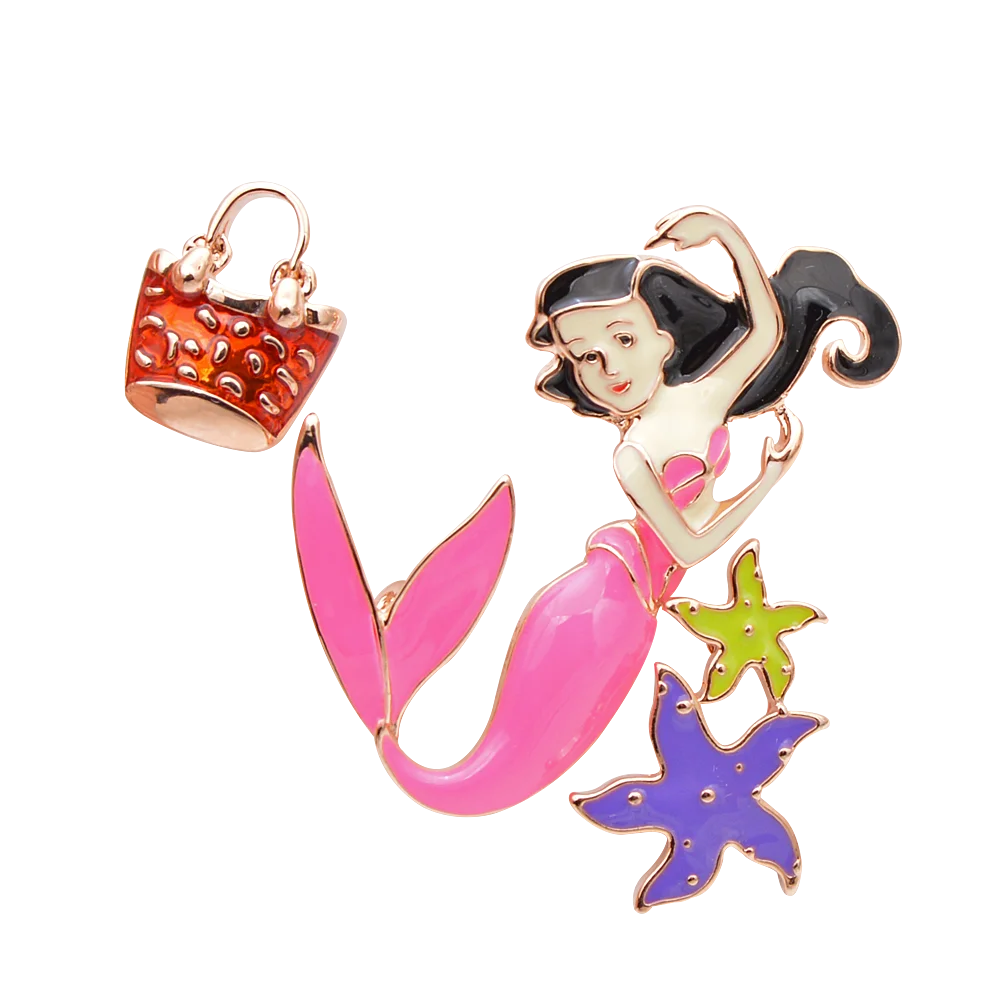 pink Синди Сян(сочетание ароматов риса и орехов) 3 шт./компл. броши в виде русалки для Для женщин эмаль металлический штырь Жетоны модная брошь в виде красного цвета дизайн удивительная цена - Окраска металла: pink