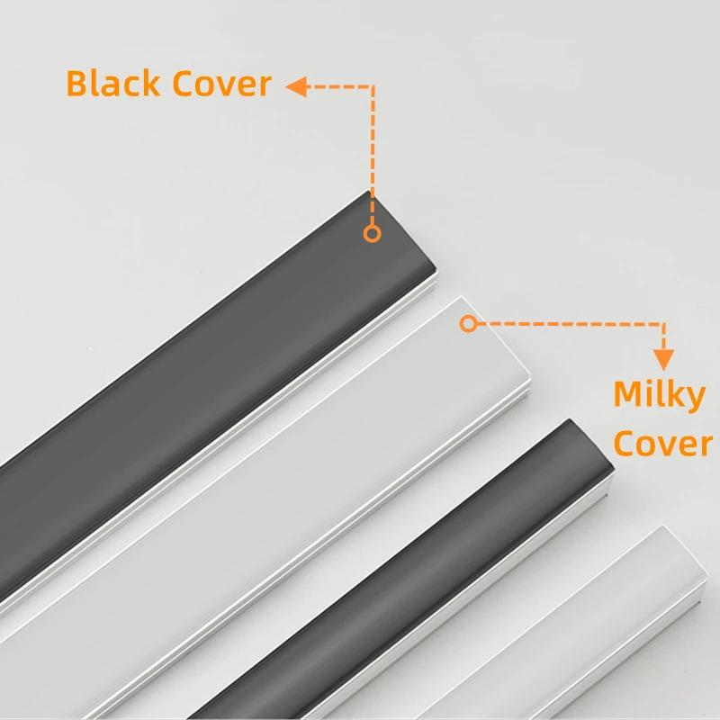 Led Light Black Aluminum Profile U/W/V Milky PC Cover kitchen Cabinet Closet Lamp LED Strip Shelf Channel Holder Diffuser