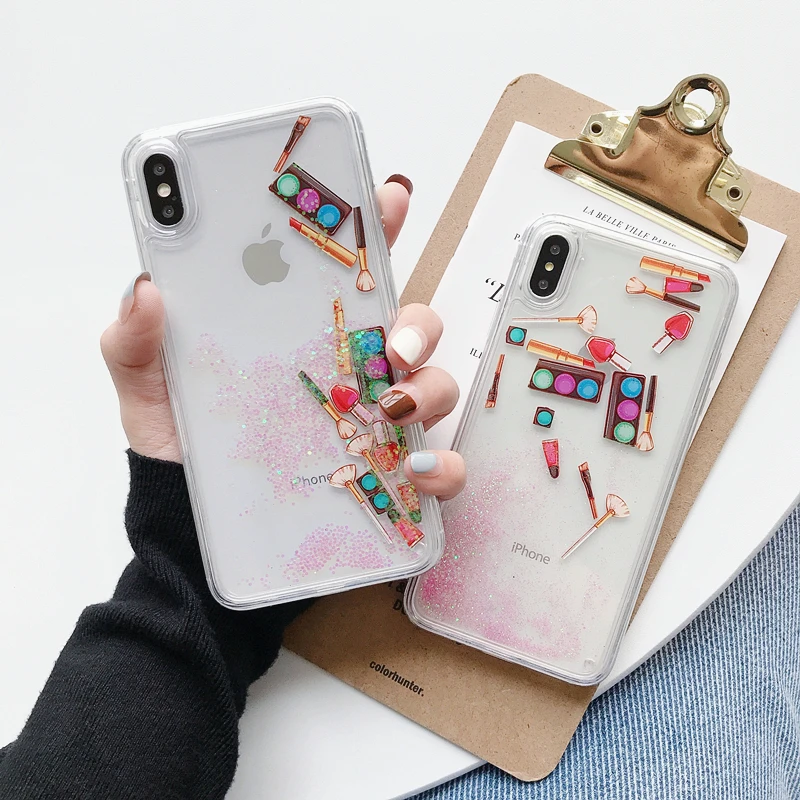 Инструменты для макияжа Quicksands чехол для телефона для iphone X прозрачный Жидкий чехол для iphone XR 6 7 8plus X XS Max корпус защитный корпус