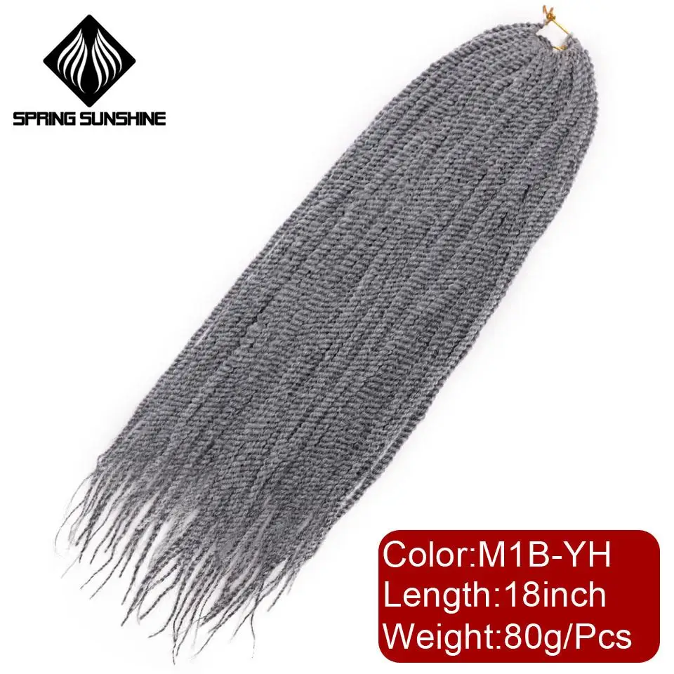 18inch-M1B-YH 1" 18" 2" 26" Сенегальский твист, вязанная крючком коса, волосы для наращивания, синтетические, Омбре, косички, волосы для наращивания, искусственные локоны, коробка, косички - Цвет: 18inch-M1B-YH