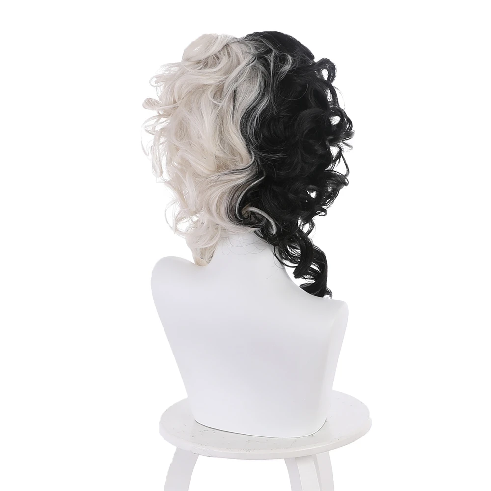 Cosplay&ware Evil Women Half Black White Wig Bad Girl Short Curly Hair Wigs Headwear Demon Cosplay Props 2 Types -Zentai shop online Hae656e3de056495785dc229c11b129933.jpg