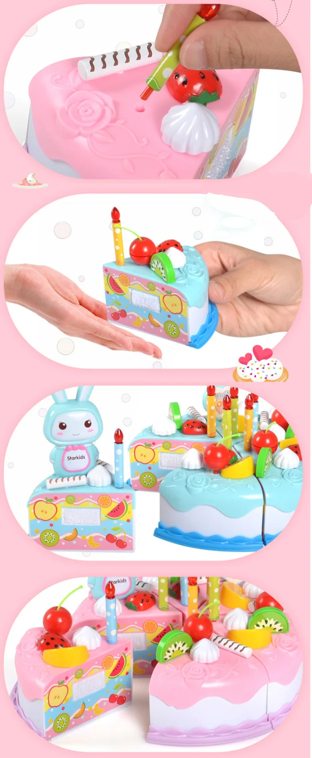 37 шт./компл. Малыш для DIY торта на день рождения игрушки пластиковая резка фрукты еда ненастоящая игра KitchenToys набор безопасный милый детский девочка игрушки подарки