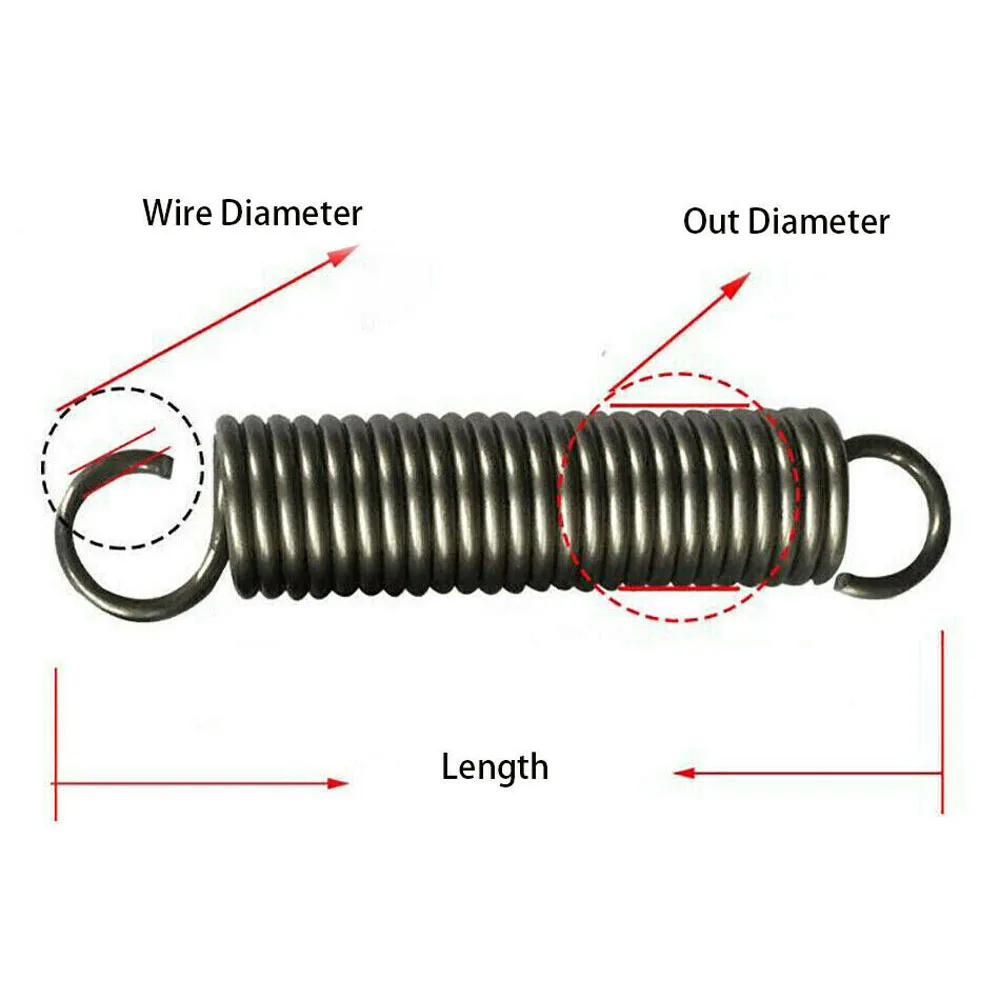 30mm 65 Mn Steel Wire Dia 3.0mm Expansion Extension Tension Spring OD 16mm 