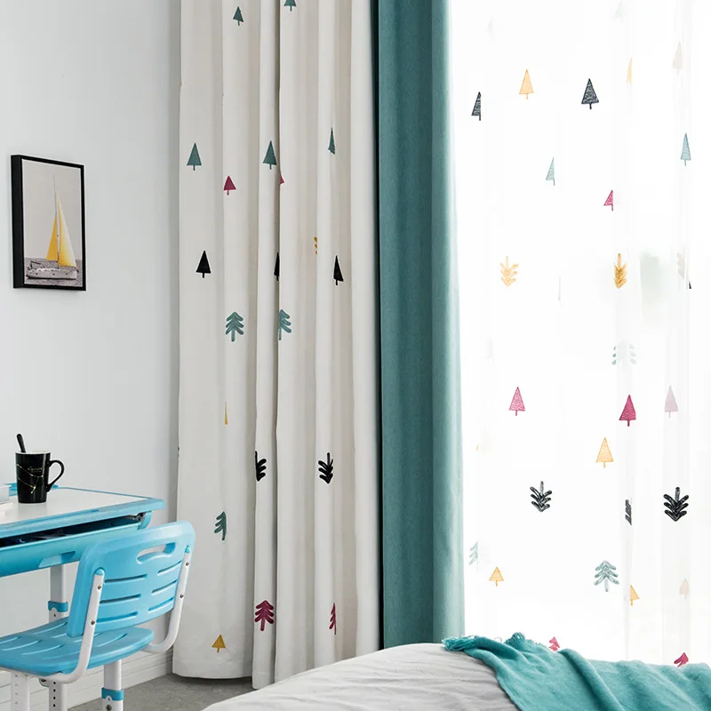 

Children's Colorful Children's Paintings Embroidered with Children's Paintings Curtains for Living Dining Room Bedroom.