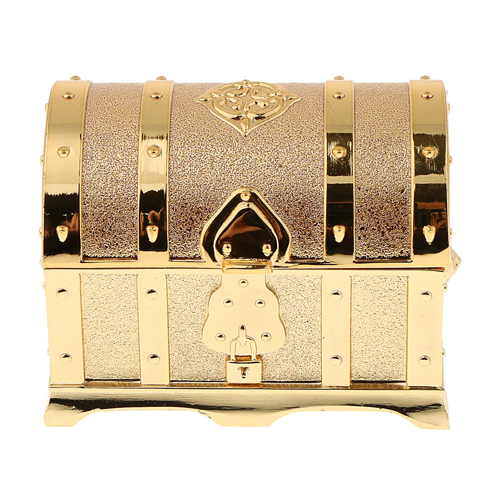 Vintage Metal Jewelry Treasure Small Trinkets Chest Case Box Organizer for Women