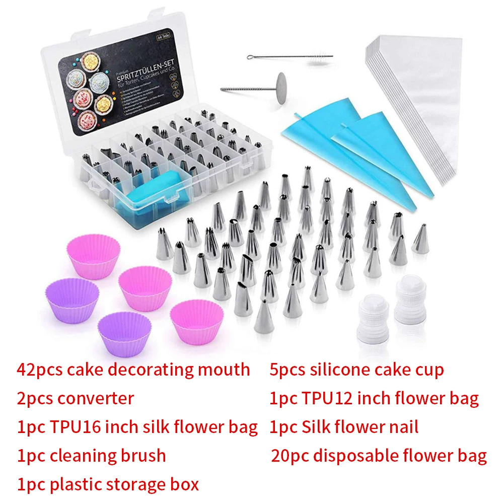 

74 PCs Decoration Home Cake Nozzle Kit Pastry Baking DIY Non Toxic Stainless Steel Reusable Handmade Kitchen Coloring Utensils