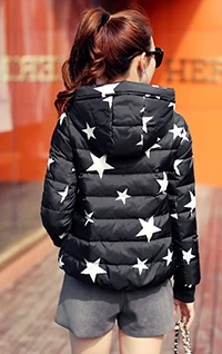 

Parkas For Winter Women Hot Sale Short Cloak Women's Duck Down Jacket Star Print Hooded Abrigos Mujer S-2XL LX352
