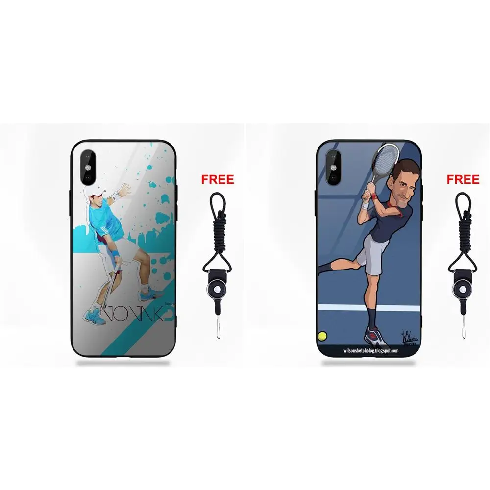 Tennis Novak Djokovic для Apple iPhone 5 5C 5S SE 6 6S 7 8 Plus X XS Max XR мягкая рамка из ТПУ закаленное стекло