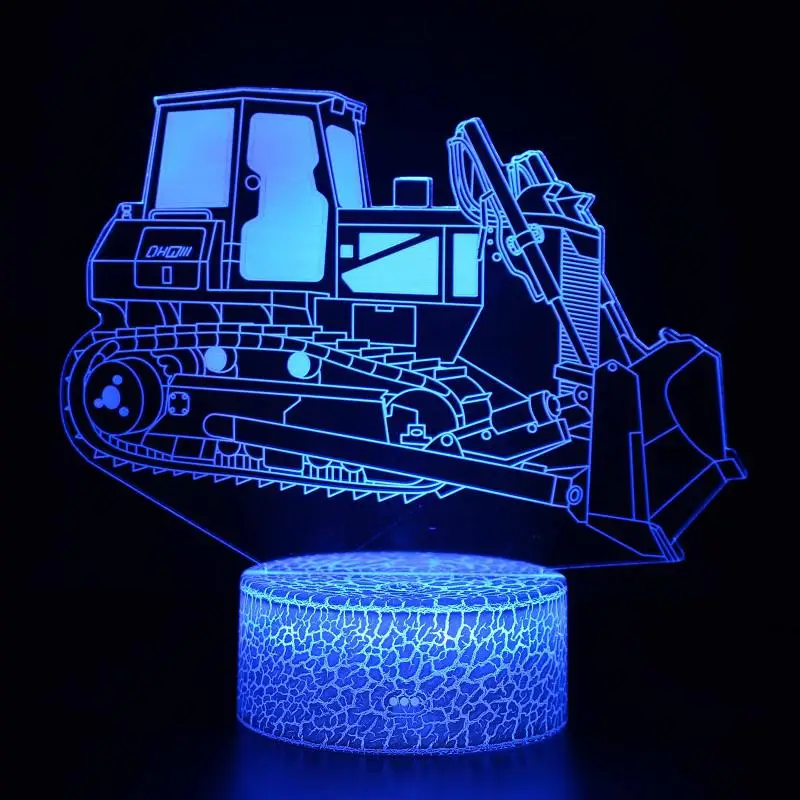 Экскаватор 3d настольная лампа для гостиной, украшение для девочки, 3d ночник, Настольный светильник для спальни, декоративный светильник ing - Цвет абажура: 7 Color changes