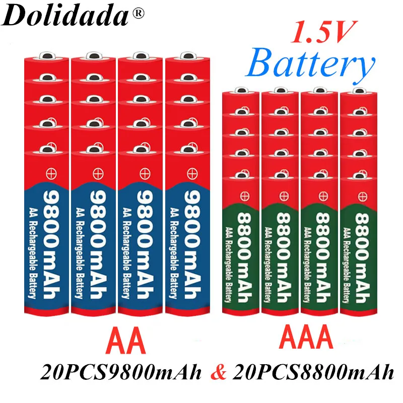 Щелочная батарея 1 5 в AAA 8800 мА/ч + аккумуляторная AA 9800 aa и aaa для
