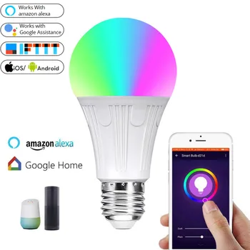 

WiFi Smart Light Bulb Intelligent Colorful LED Lamp 7W RGBW APP Remote Control Works With Alexa Google Smart Home E27 E26 B22