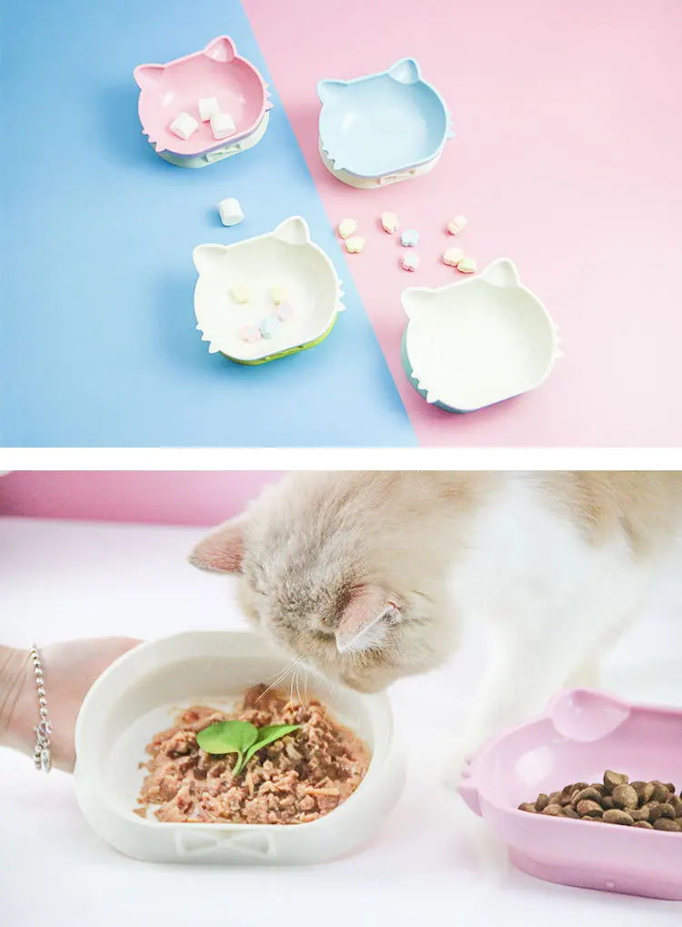 Peg Kitty, новинка, миска для домашних животных, пластиковая скошенная миска для кошки, цельная двойная миска, легко лижется в настоящее время, Avai