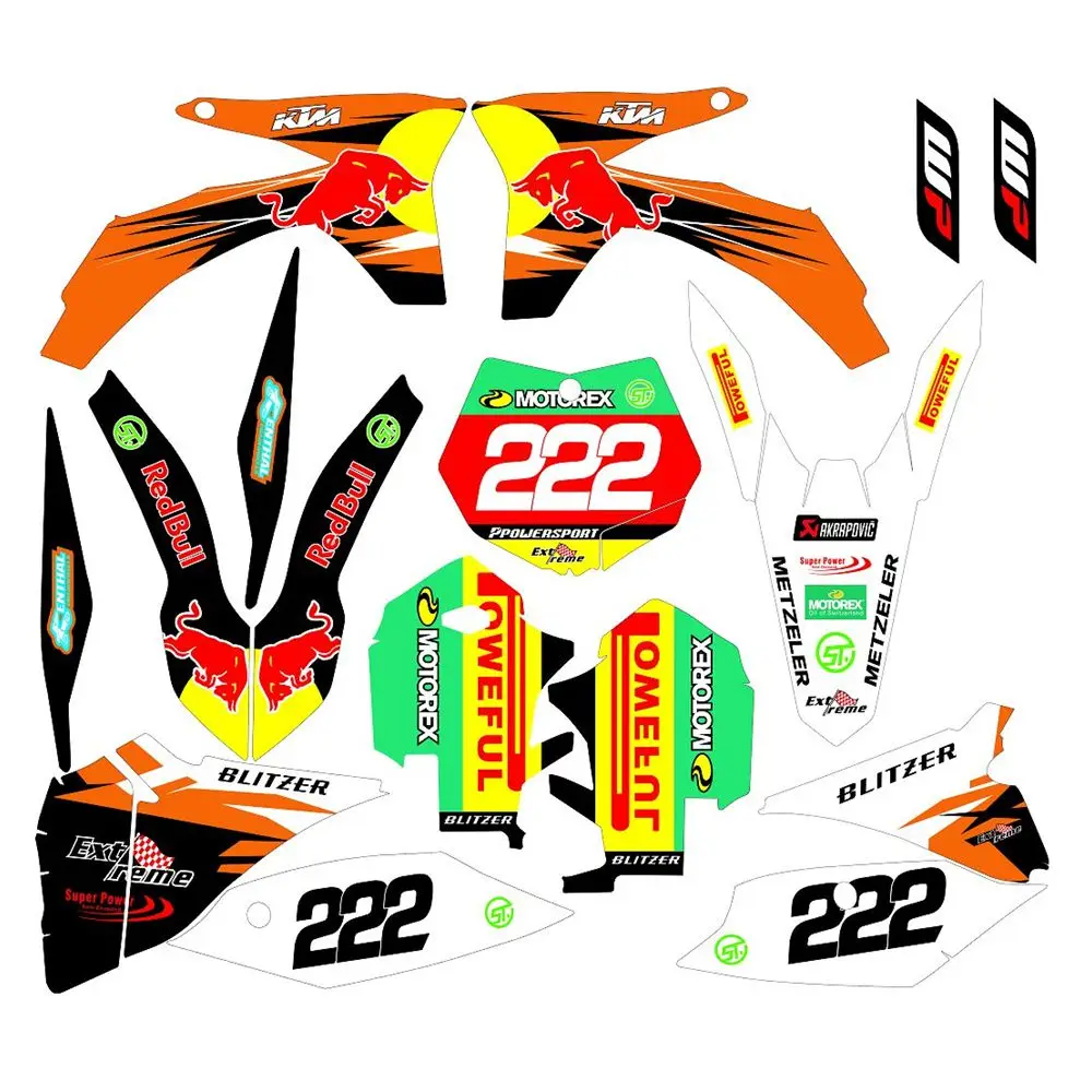

FOR KTM SX SXf 125 150 250 350 450 2011-2012 Stickers Custom Number Name Full Graphics Decals 3M Bright Matte Waterproof