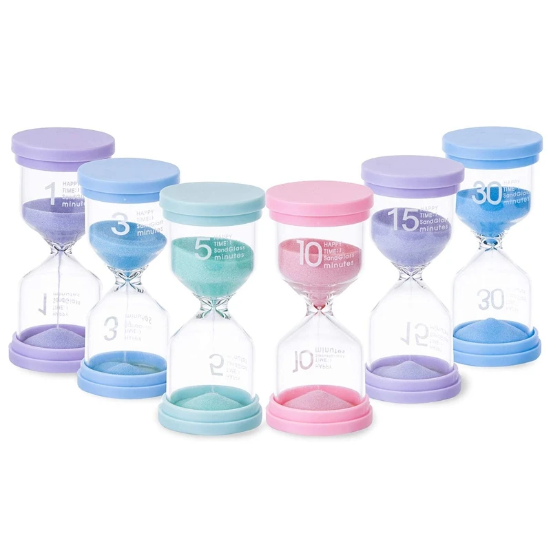 6Pcs Sand Timers for Kids and Classroom - Big Plastic Hour Glass Hourglass Set | Дом и сад