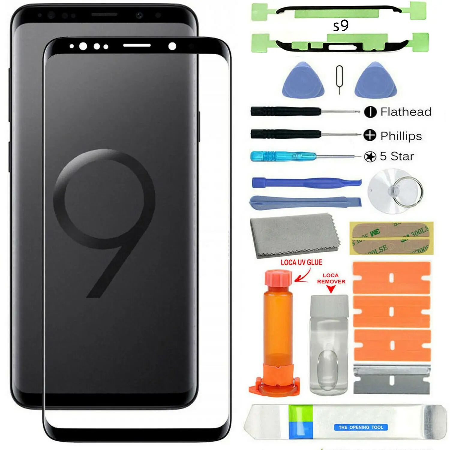 S9 Полный набор 18 в 1 Набор инструментов стекло объектива для samsung Galaxy S7+/S8/S8+/S9/S9+/S10/S10+ сломанные линзы в черном цвете - Цвет: S9