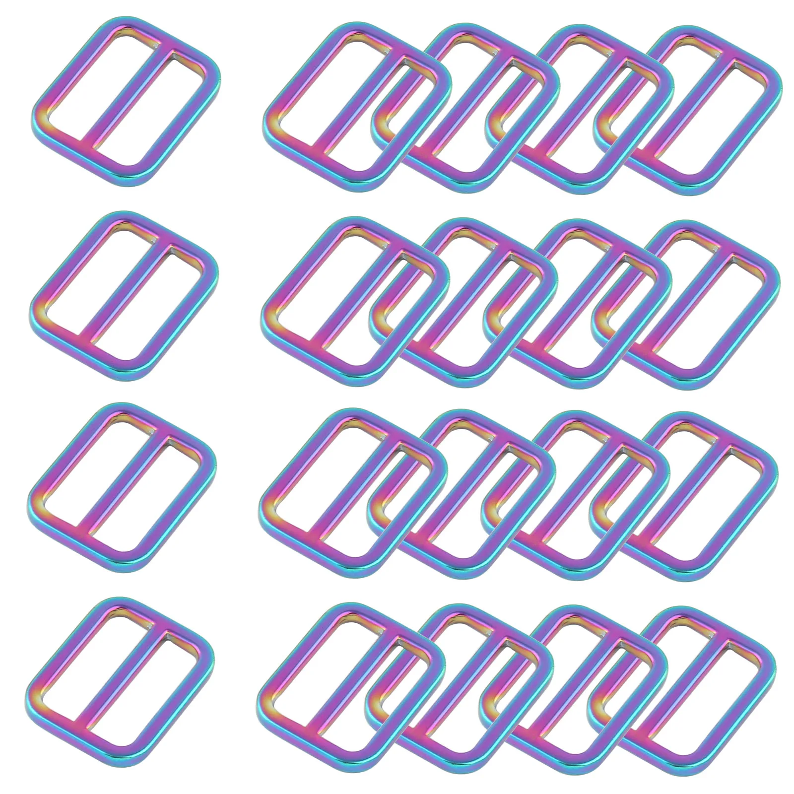 

Rainbow Slide Strap Buckle - 25mm Metal Adjuster Rectangular Buckle for Dog Collar Backpack Purse Hardware Webbing Supplies