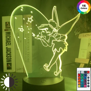 

Princess Tinker Bell Figure Led 3d Night Lamp for Girls Room Decoration Color Changing Led Night Light Lamp Fairy Tinkerbell
