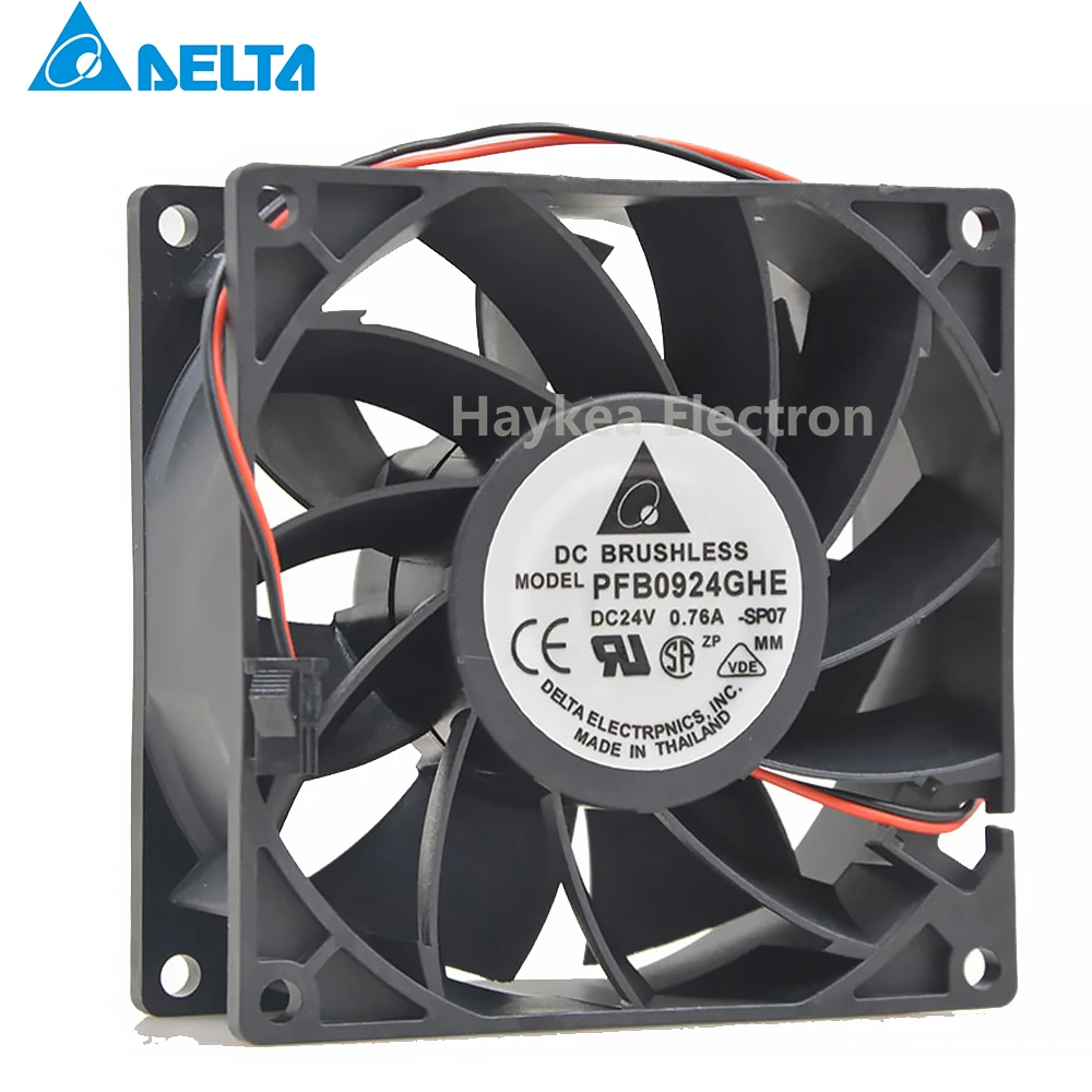 Для Delta PFB0924GHE CK20 Сервер охлаждающий вентилятор 9238 DC 24V 0.76A защитного стекла 92X92X38 мм 2-провод