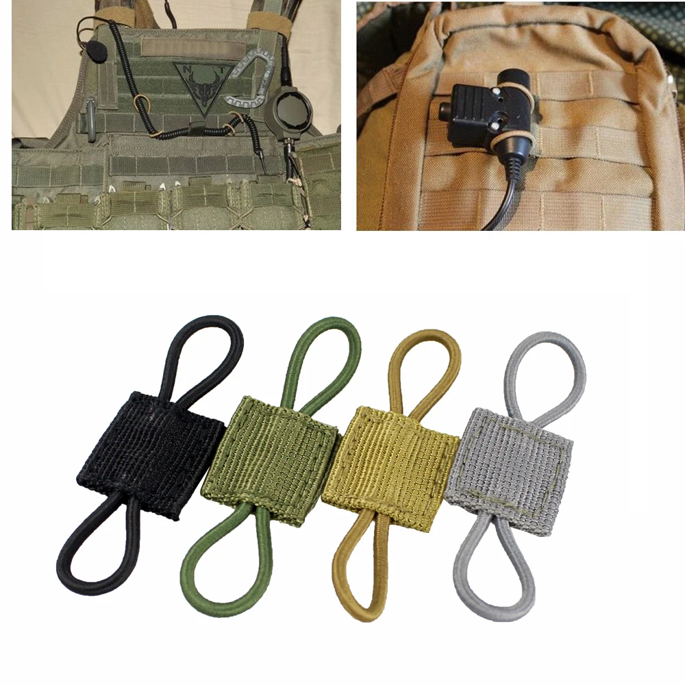 Ribbon-Buckle Antenna-Stick-Pipe MOLLE Tactical-Binding Retainer for PTT Elastic