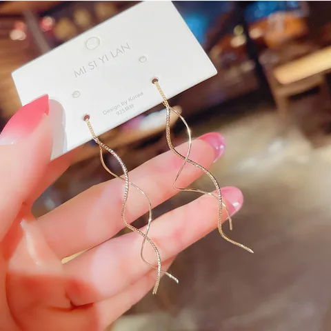 Rhinestone Bow Tassel Earrings Exquisite Long Hanging Crystal Pendant Light Luxury Drop Dangle Earrings Women Girl