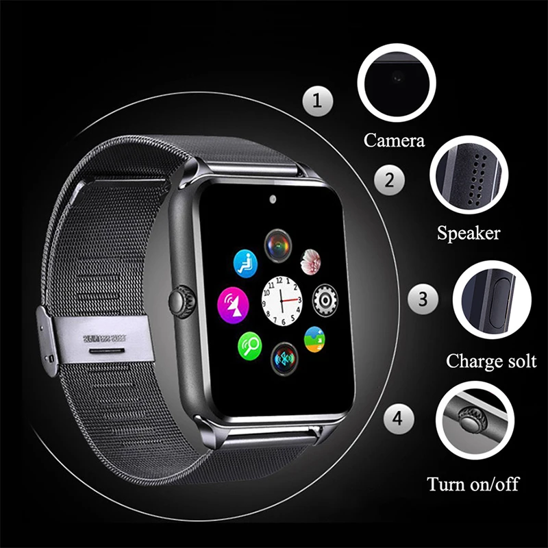 

Z60 Smart Watch Men Women Support SIM/TF Card Metal Bluetooth Wrist Fashion business Wristwatch For Apple Android Phone