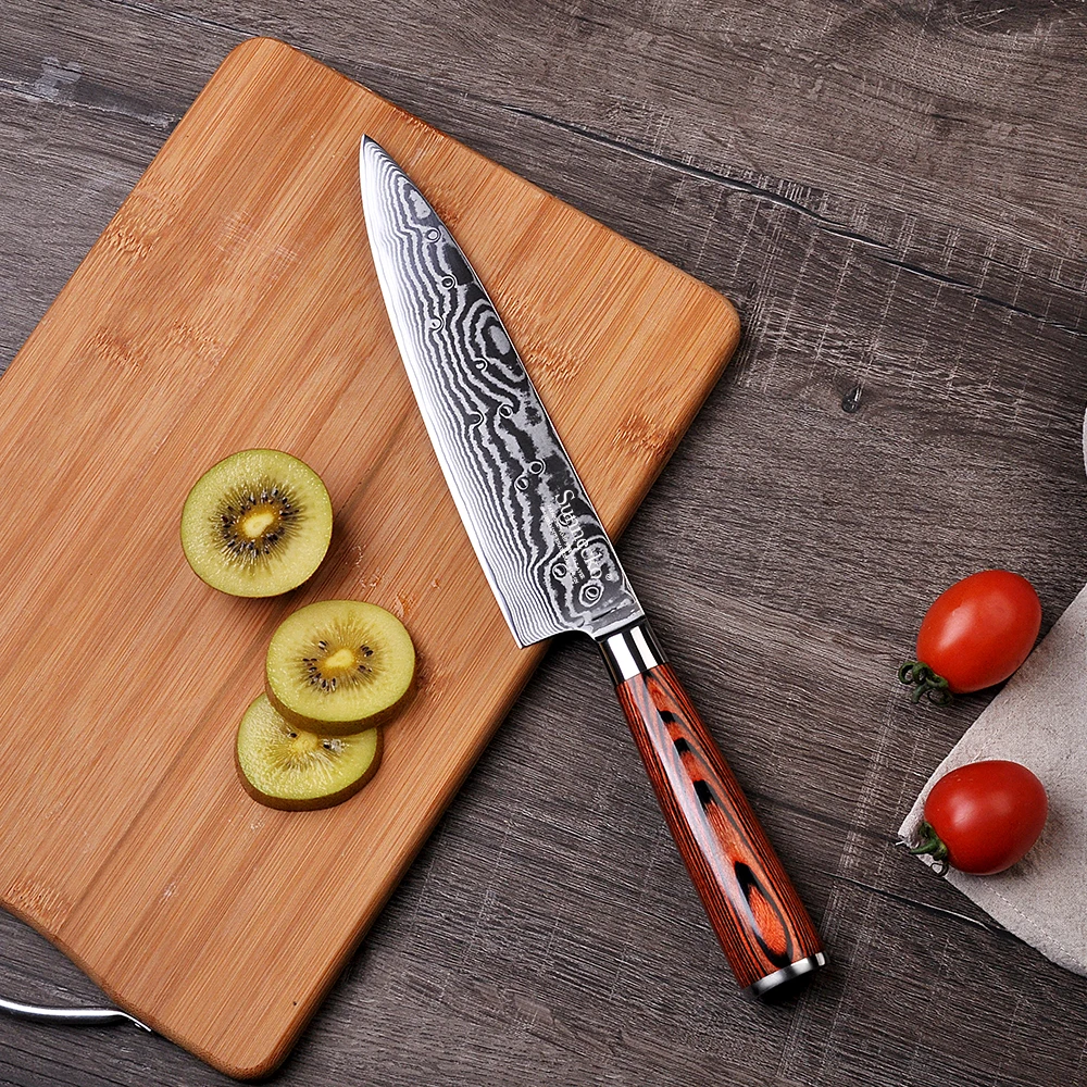 SUNNECKO 6 шт. набор кухонных ножей Santoku универсальный нож шеф-повара 73 слоя дамасский стальной резак инструмент Pakka деревянная ручка