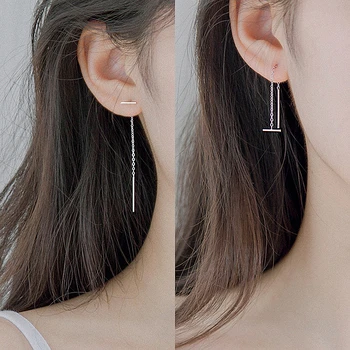 

LISM OL Tassel Long Drop Earrings 925 Sterling Silver Minimalist Trendy Women Party Jewelry Fashion