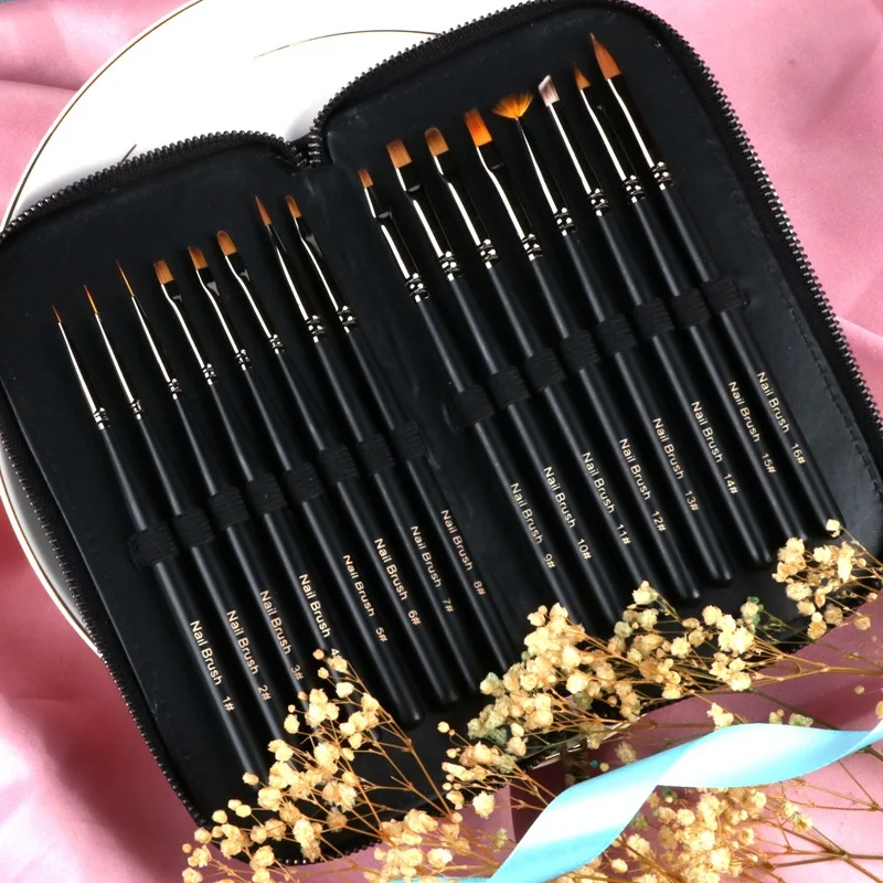 

Nail Brush For Manicure Gel Brush For Nail Art 16Pcs/Set universal Light therapy pen Brush Line pen For For Gel Nail Polish