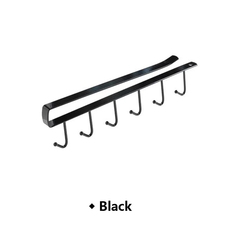 1 шт. кухонный шкаф крючки отделка шкаф стеллаж для хранения многофункциональный 6 крючков домашний кованый металлический стеллаж для хранения - Цвет: Black