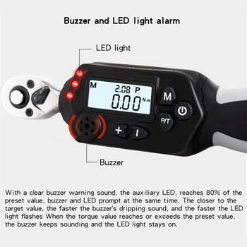

Professional Mini Digital Backlight Torque Wrench Ratchet Torque Detection Tool LED Light Buzzer Alarm Torque Wrench