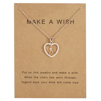 

IF ME Romantic Gold Color Cubic Zirconia Love Heart Crystal Pendant Letter Name Necklace Charms Women 26 Letters Choker Jewelry