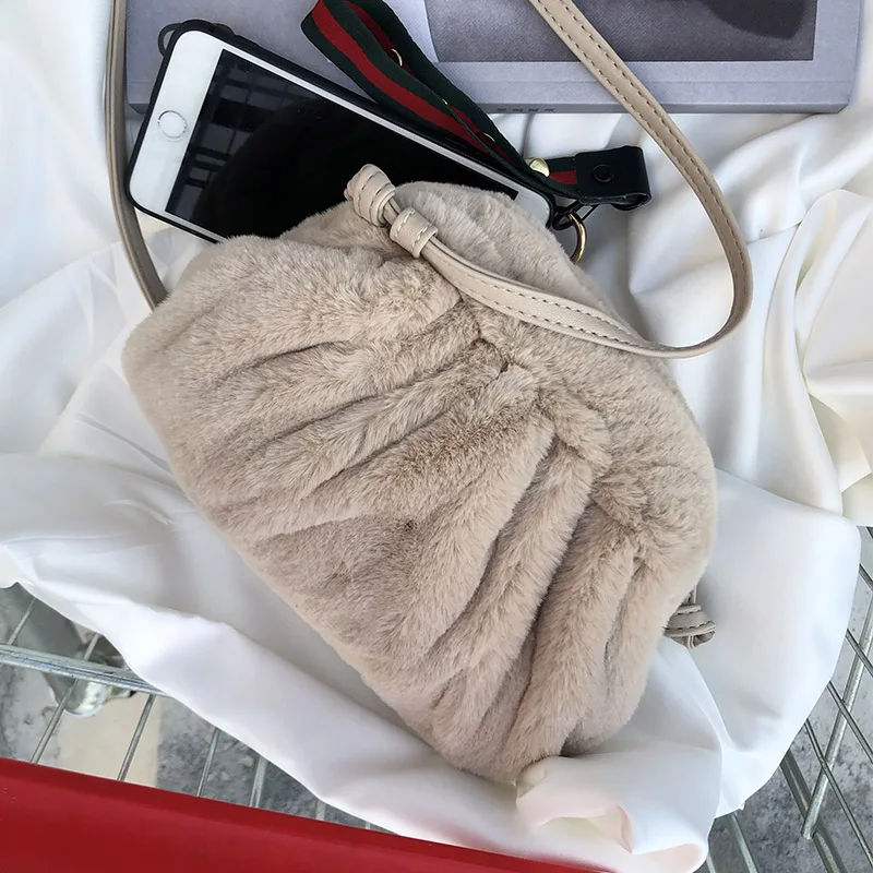 Маленькая мягкая плюшевая Сумка-Кроссбоди для женщин зимний теплый клатч женские кошельки и сумочки мини-сумки через плечо - Color: Khuaki