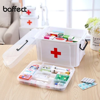 

Baffect First Aid Kits Large Capacity Medicine Box Chest Organizer Medical Storage Box Container Box 2 Layer Plastic Storage Box