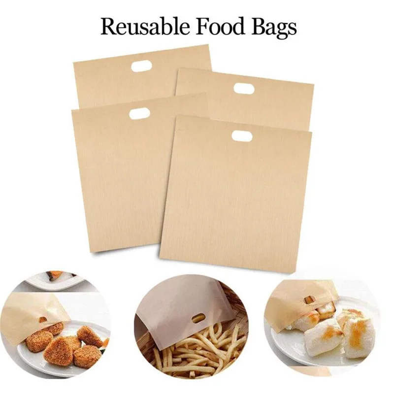 5 pcs/set Reusable Toaster Bag Non Stick Bread Bag Sandwich Bags Fiberglass Toast Microwave Heating Pastry Tools Baking Sheets