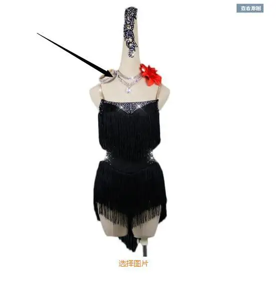 Shiny Rhinestone Latin Dance Dress Women Sexy Backless Club Party Dancer Singer Entertainer Dresses Tassel Performance Clothing - Цвет: dress and necklace