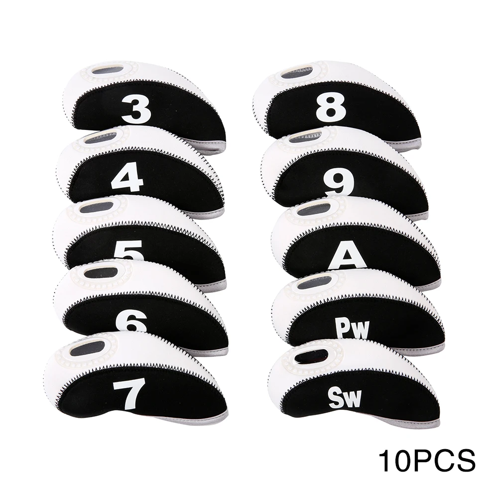 White Прочный 10 шт. нейлоновая сумка для хранения защиты чехол для короткой клюшки железа чехол для короткой клюшки Чехол Открытый Чехол клюшки для гольфа подарок дорожная вывеска - Цвет: White