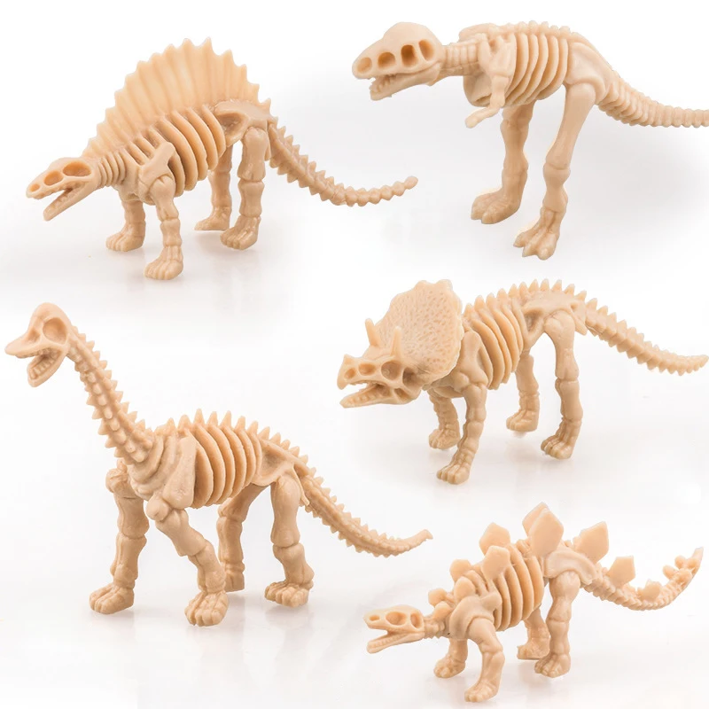 

6 Pcs Children's Educational Toys Jurassic Dinosaur Model Toys Simulation Dinosaur Fossil Skeleton Archaeological Excavation Ske