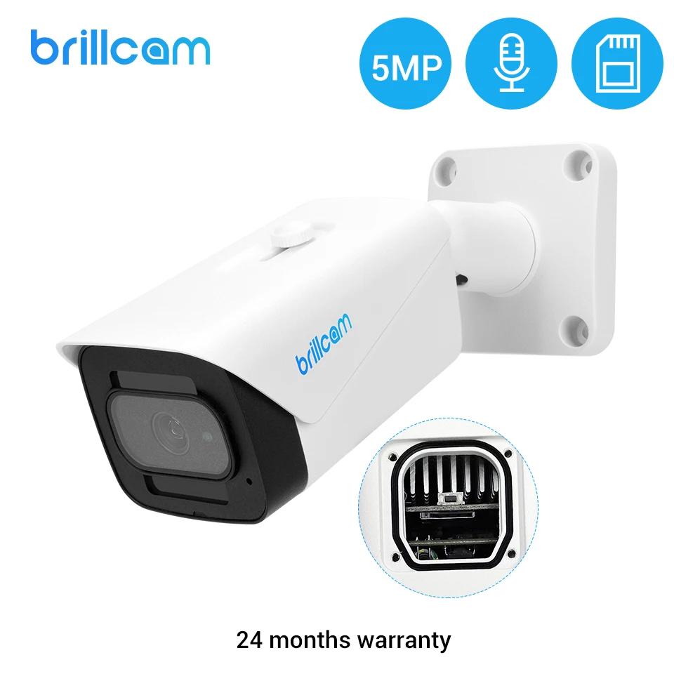 IP камера Brillcam 5 Мп POE IP67 погодозащищенная цилиндрическая 2 8 мм SD записанная