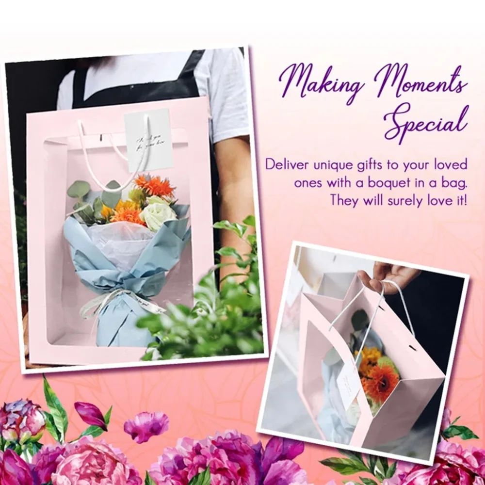 Window Tote Paper Gift Box Packaging Creative Christmas Gift Flower Bag Easel Gift Bag (15)