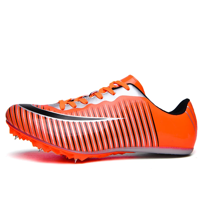 Спортивные кроссовки с шипами для мужчин, женщин, детей, спортивная обувь, профессиональная гоночная обувь для бега, спортивная обувь с шипами, кроссовки для мужчин - Цвет: Orange